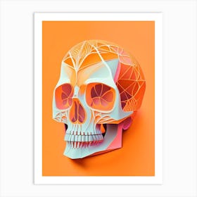 Skull With Intricate Linework Orange 2  Paul Klee Art Print