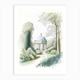 Chiswick House Gardens, United Kingdom Vintage Pencil Drawing Art Print