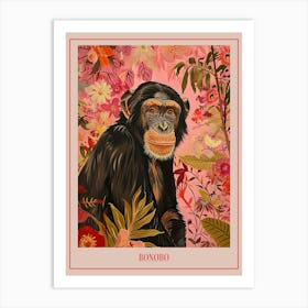 Floral Animal Painting Bonobo 4 Poster Art Print