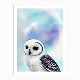 Snowy Owl Watercolour Bird Art Print
