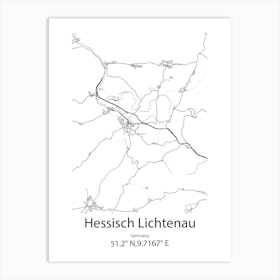 Hessisch Lichtenau,Germany Minimalist Map Art Print