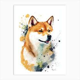 Cuter Shibainu Watercolor Portrait Art Print