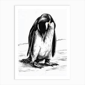 Emperor Penguin Grooming Their Feathers 2 Art Print