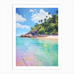 An Oil Painting Of Anse Lazio, Praslin Seychelles 1 Art Print