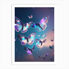 Butterflies Flying In The Sky Holographic 1 Art Print
