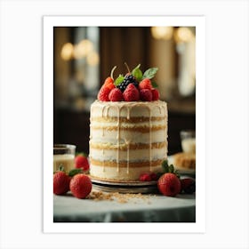 Cake With Berries Art Print