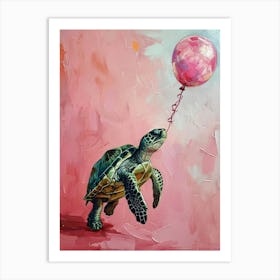 Cute Turtle 1 With Balloon Art Print