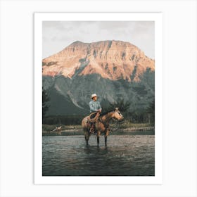 Cowboy In Western Mountains Art Print