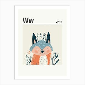 Animals Alphabet Wolf 1 Art Print