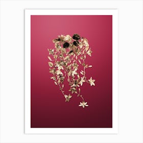 Gold Botanical Harebell Of St. Angelo Flower on Viva Magenta n.2130 Art Print