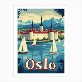 Aihrgdesign A Retro Travel Poster For Oslo 4 Art Print