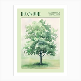 Boxwood Tree Atmospheric Watercolour Painting 4 Poster Art Print