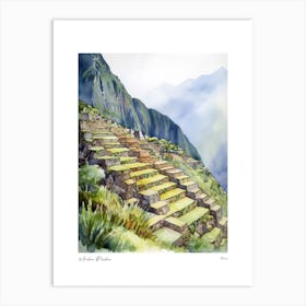 Machu Picchu Peru 3 Watercolour Travel Poster Art Print