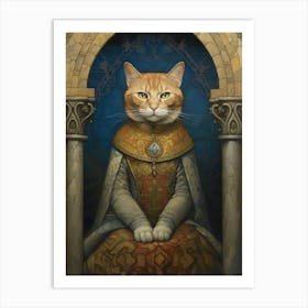 Royal Cat In The Style Of A Romantesque Painting 2 Art Print