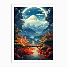 Asian Landscape Painting Art Print