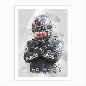 Lewis Hamilton Legendary Drawing Art Print