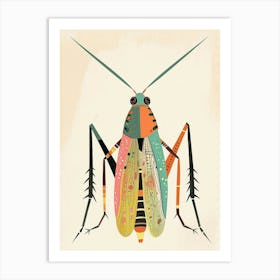 Colourful Insect Illustration Cricket 15 Art Print