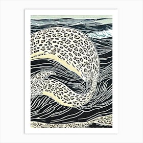 Leopard Seal II Linocut Art Print
