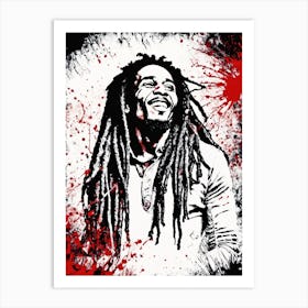 Bob Marley Portrait Ink Painting (13) Art Print