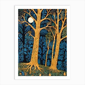 William Morris Moonlight Forest 2 Art Print