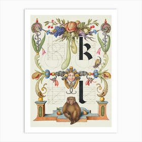 Guide For Constructing The Letters K And L From Mira Calligraphiae Monumenta, Joris Hoefnagel Art Print