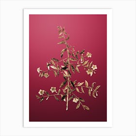 Gold Botanical Goji Berry Branch on Viva Magenta n.2030 Art Print
