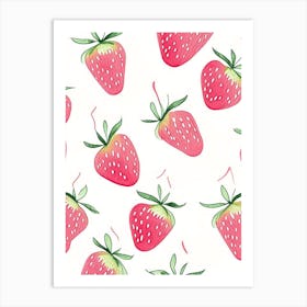 Strawberry Repeat Pattern, Fruit, Minimalist Watercolour Art Print