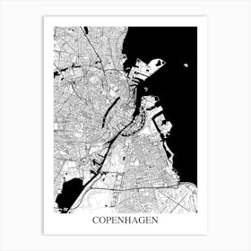Copenhagen White Black Art Print