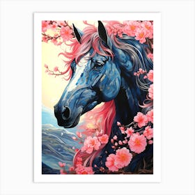 Cherry Blossom Horse Painting Art Print