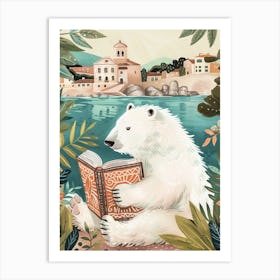 Polar Bear Reading Storybook Illustration 1 Art Print