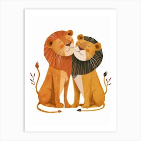 African Lion Mating Rituals Clipart 1 Art Print