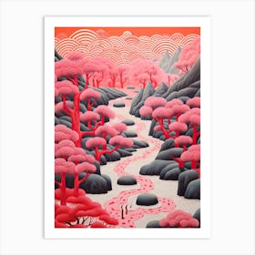 Kyoto Zen Gardens Abstract Riso Style 1 Art Print