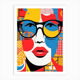 Geometric Face With Patterns And Sunglasses 2 Art Print