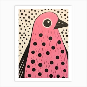 Pink Polka Dot Crow 2 Art Print