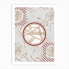 Geometric Abstract Glyph in Festive Gold Silver and Red n.0033 Art Print