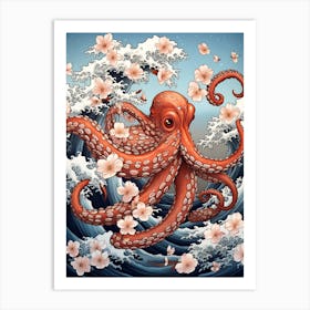 Day Octopus Japanese Style Illustration 5 Art Print