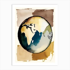 World Globe Symbol Abstract Painting Art Print