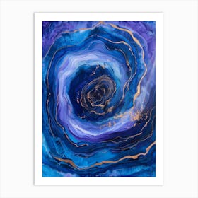 Blue And Gold Swirl Art Print