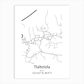 Tlaltetela,Mexico Minimalist Map Art Print