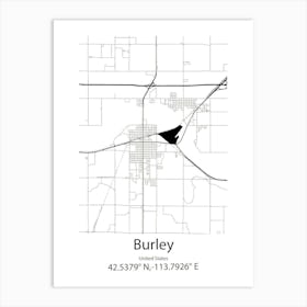 Burley,United States Minimalist Map Art Print