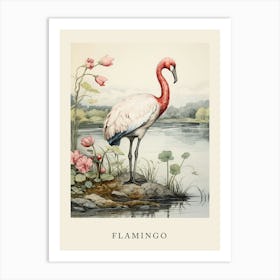 Beatrix Potter Inspired  Animal Watercolour Flamingo 1 Art Print