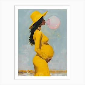 Pregnant Woman Blowing Bubbles 2 Art Print