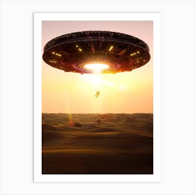 Astronaut Abbuction Ufo Art Print