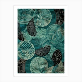 Teal Leaves Art Print