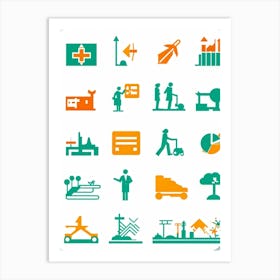 A Modern And Comprehensive Collection Of Pictograms A Mix Of Environmental And Construction Pictogr Art Print