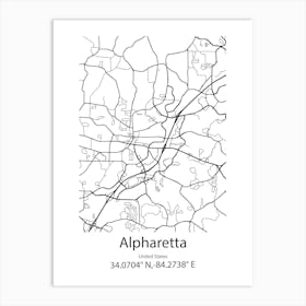 Alpharetta,United States Minimalist Map Art Print