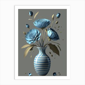 Blue Flowers In A Vase 2 Art Print