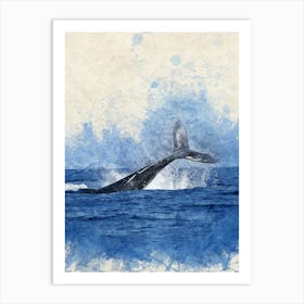 Humpback Whale watercoloring Art Print