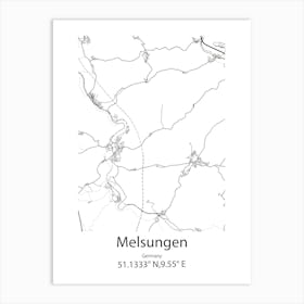 Melsungen,Germany Minimalist Map Art Print