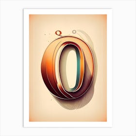 O, Letter, Alphabet Retro Drawing 3 Art Print